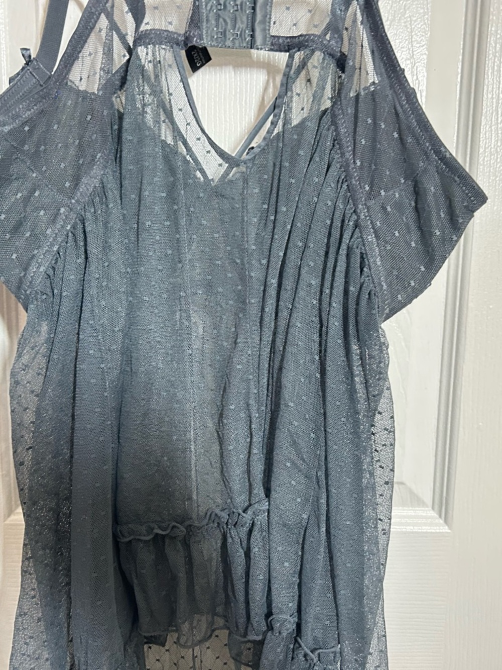 Torrid 2X Lace Mesh Babydoll Lingerie Gray Strappy Back Plus Size Sexy Chemise - Picture 10 of 14